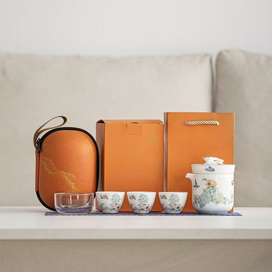 [Tea Utensils] Hydrangea-One Pot Four Cup Travel Tea Set