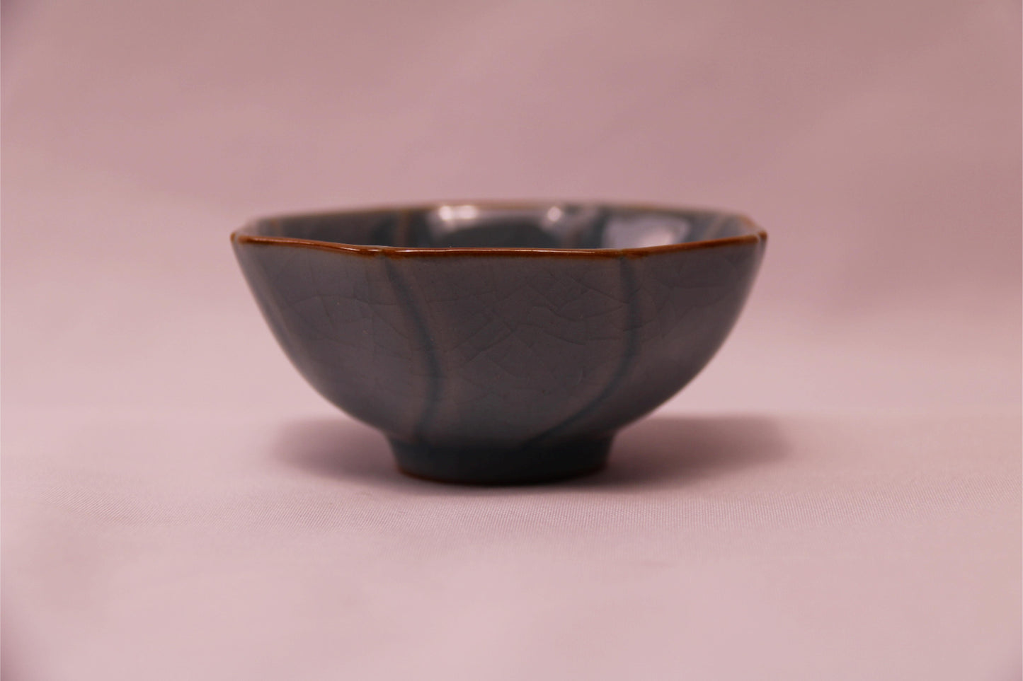 [Tea Cup] Ice Lake Blue Eight-Sided Ribbed Cup