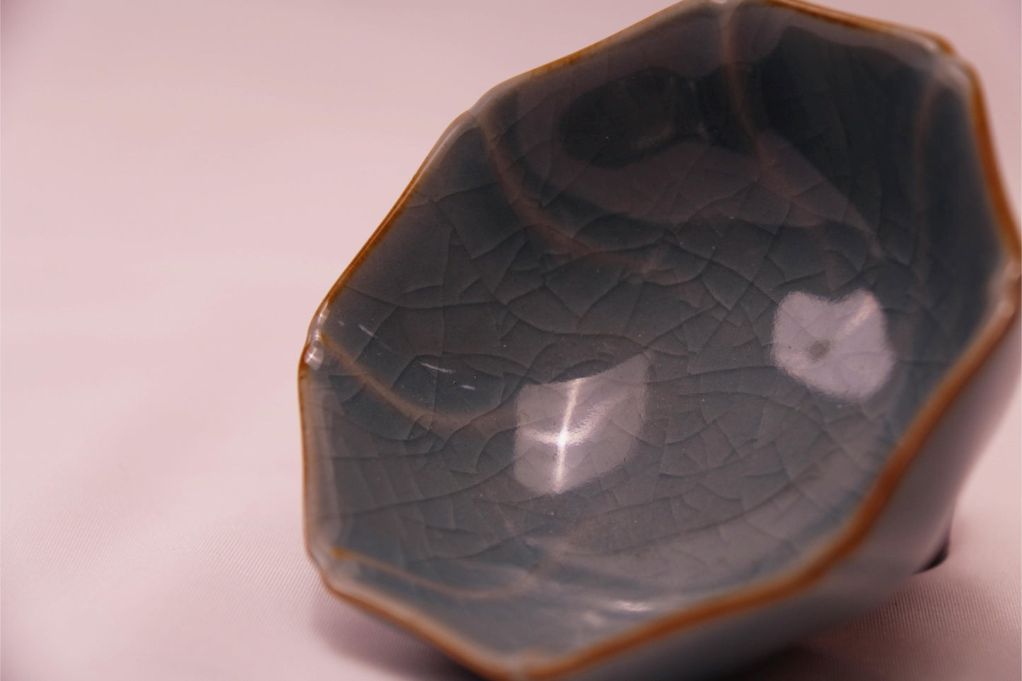 [Tea Cup] Ice Lake Blue Eight-Sided Ribbed Cup