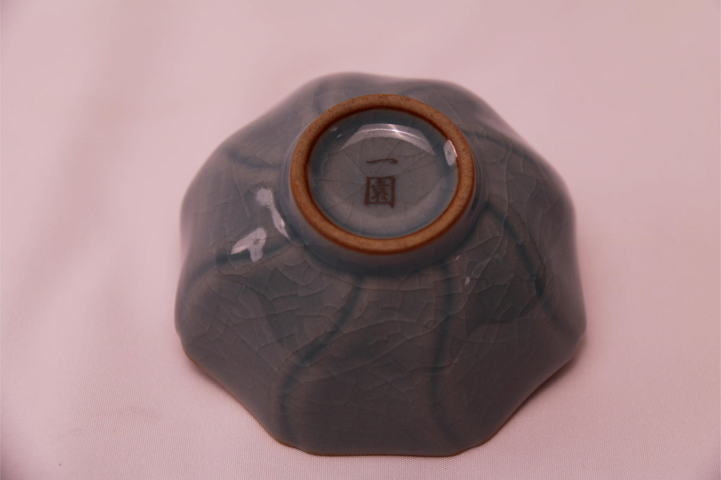 [Tea Cup] Ice Lake Blue Eight-Sided Ribbed Cup
