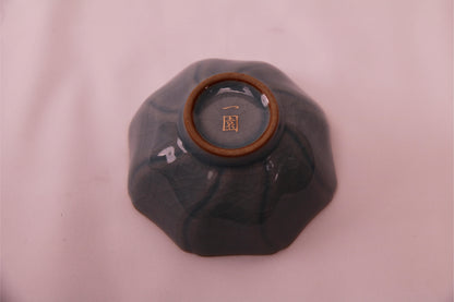 [Tea Cup] Ice Lake Blue Eight-Sided Ribbed Cup